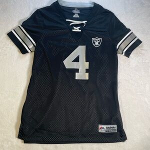 Raiders Las Vegas Jersey LACES MAJESTIC Derek Carr #4 Women’s Small S V Neck